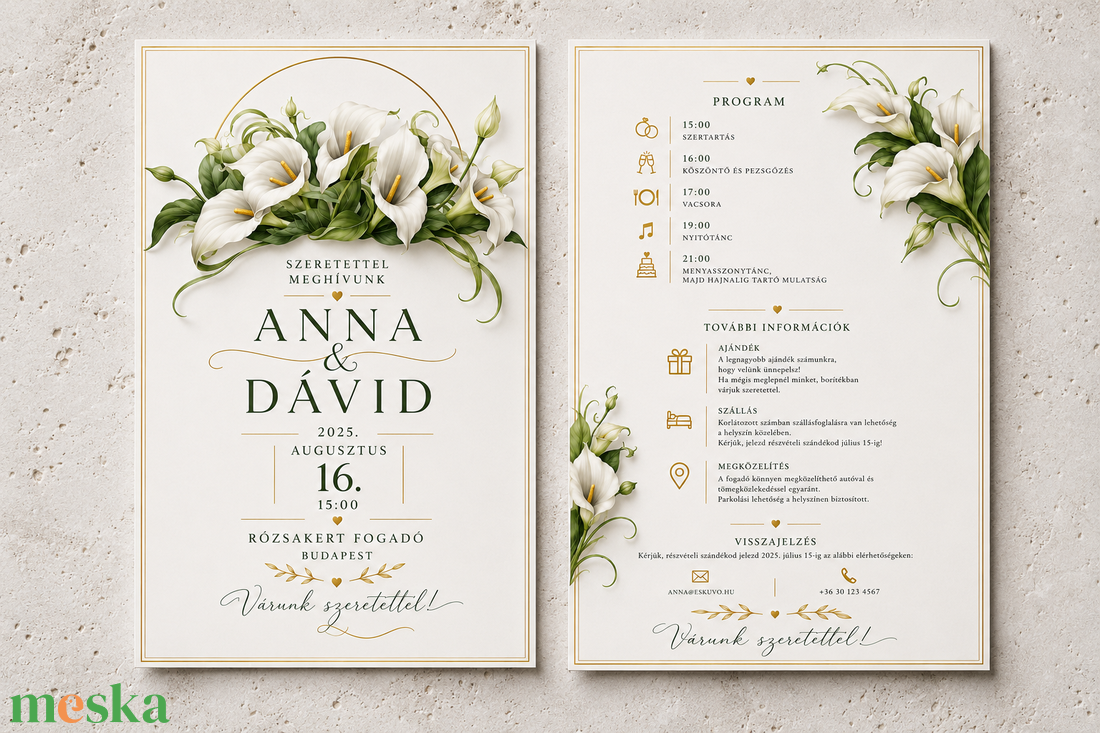 Calla Royale � Kála Elegancia Esküvői Meghívó - esküvő - meghívó & kártya - meghívó - Meska.hu