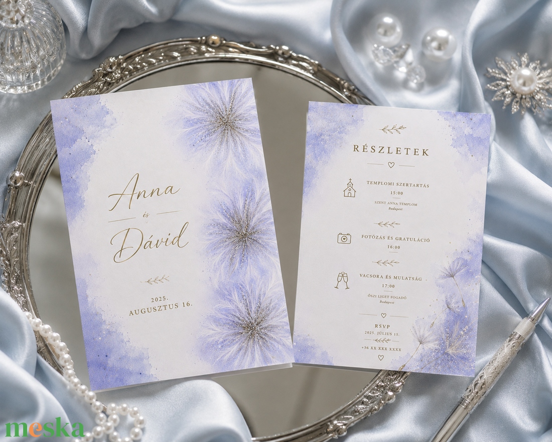Lavender Breeze � Elegáns levendulaszínű esküvői meghívó - esküvő - meghívó & kártya - meghívó - Meska.hu