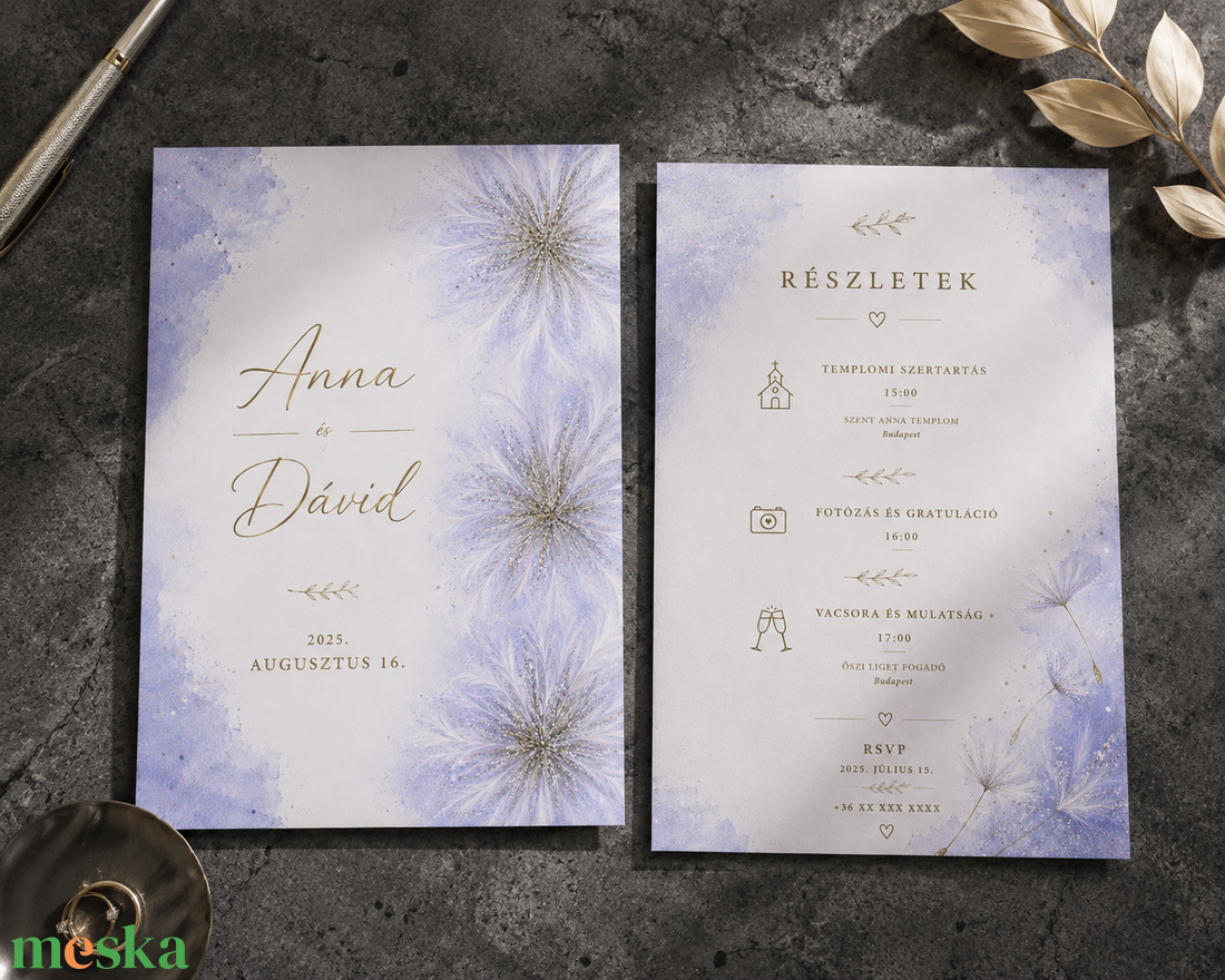 Lavender Breeze � Elegáns levendulaszínű esküvői meghívó - esküvő - meghívó & kártya - meghívó - Meska.hu