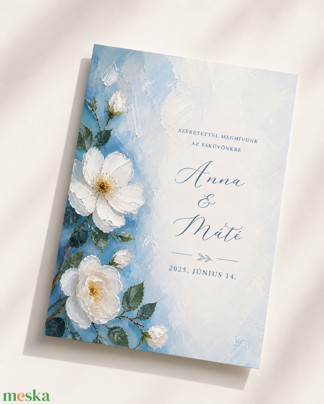 Blue Magnolia � Elegáns kék magnóliás esküvői meghívó - esküvő - meghívó & kártya - meghívó - Meska.hu