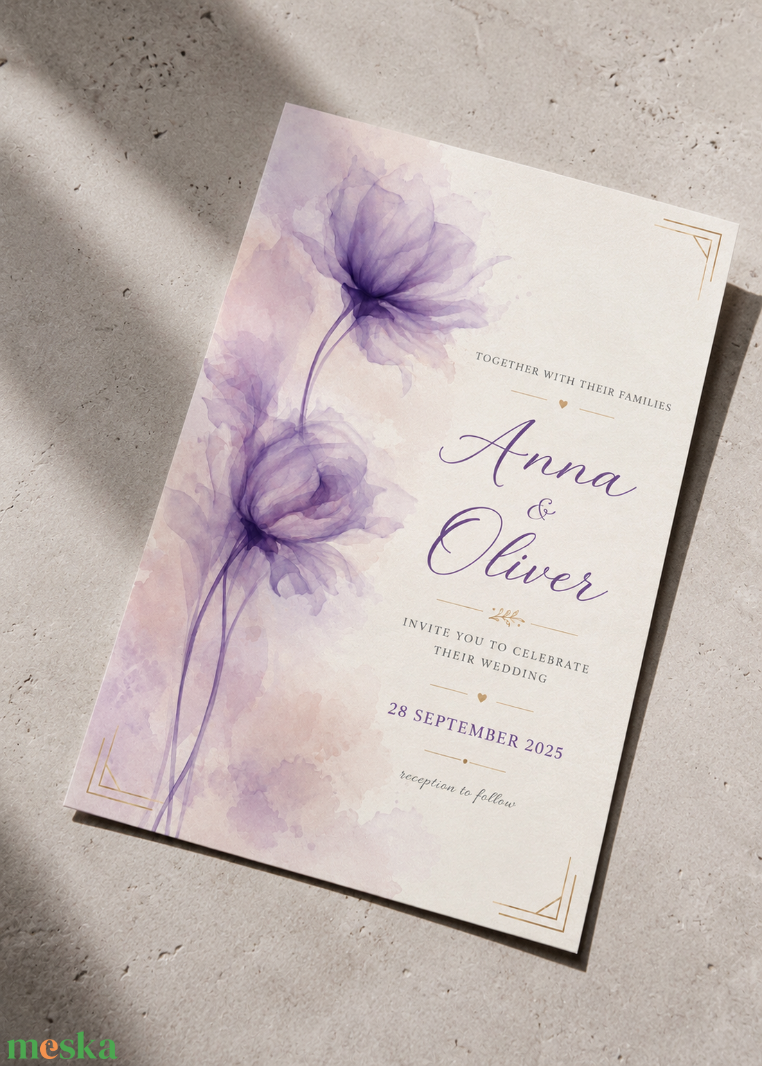 Lavender Grace � Elegáns levendulalila virágos esküvői meghívó - esküvő - meghívó & kártya - meghívó - Meska.hu
