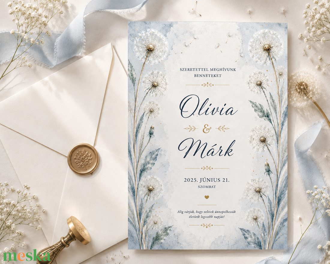 Pitypang Álma � Elegáns Akvarell Esküvői Meghívó - esküvő - meghívó & kártya - meghívó - Meska.hu