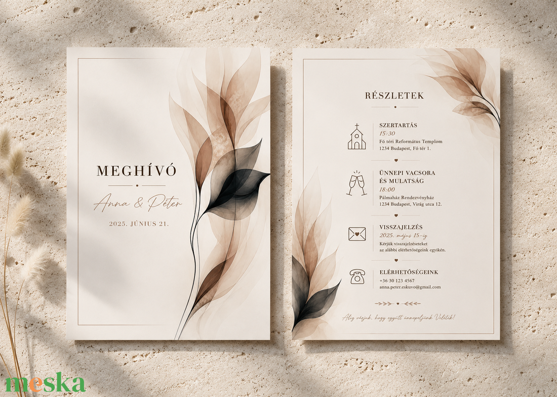 Selyem Lomb � Elegáns Esküvői Meghívó - esküvő - meghívó & kártya - meghívó - Meska.hu