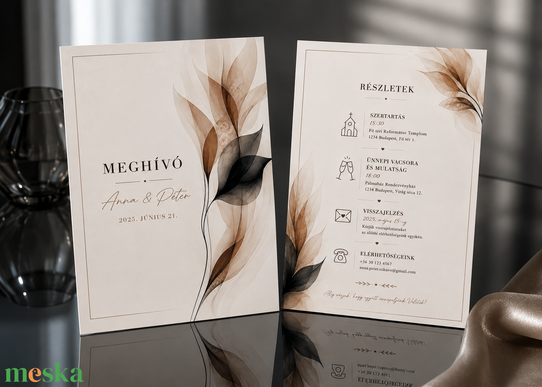 Selyem Lomb � Elegáns Esküvői Meghívó - esküvő - meghívó & kártya - meghívó - Meska.hu