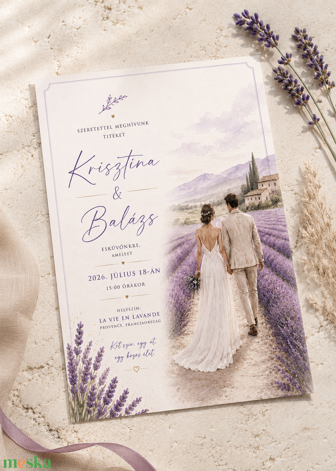 Provence Levendulamező � Romantikus Esküvői Meghívó - esküvő - meghívó & kártya - meghívó - Meska.hu