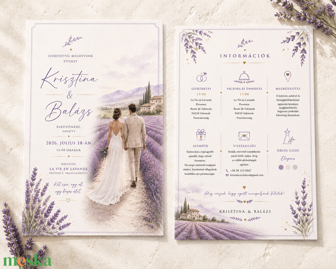 Provence Levendulamező � Romantikus Esküvői Meghívó - esküvő - meghívó & kártya - meghívó - Meska.hu