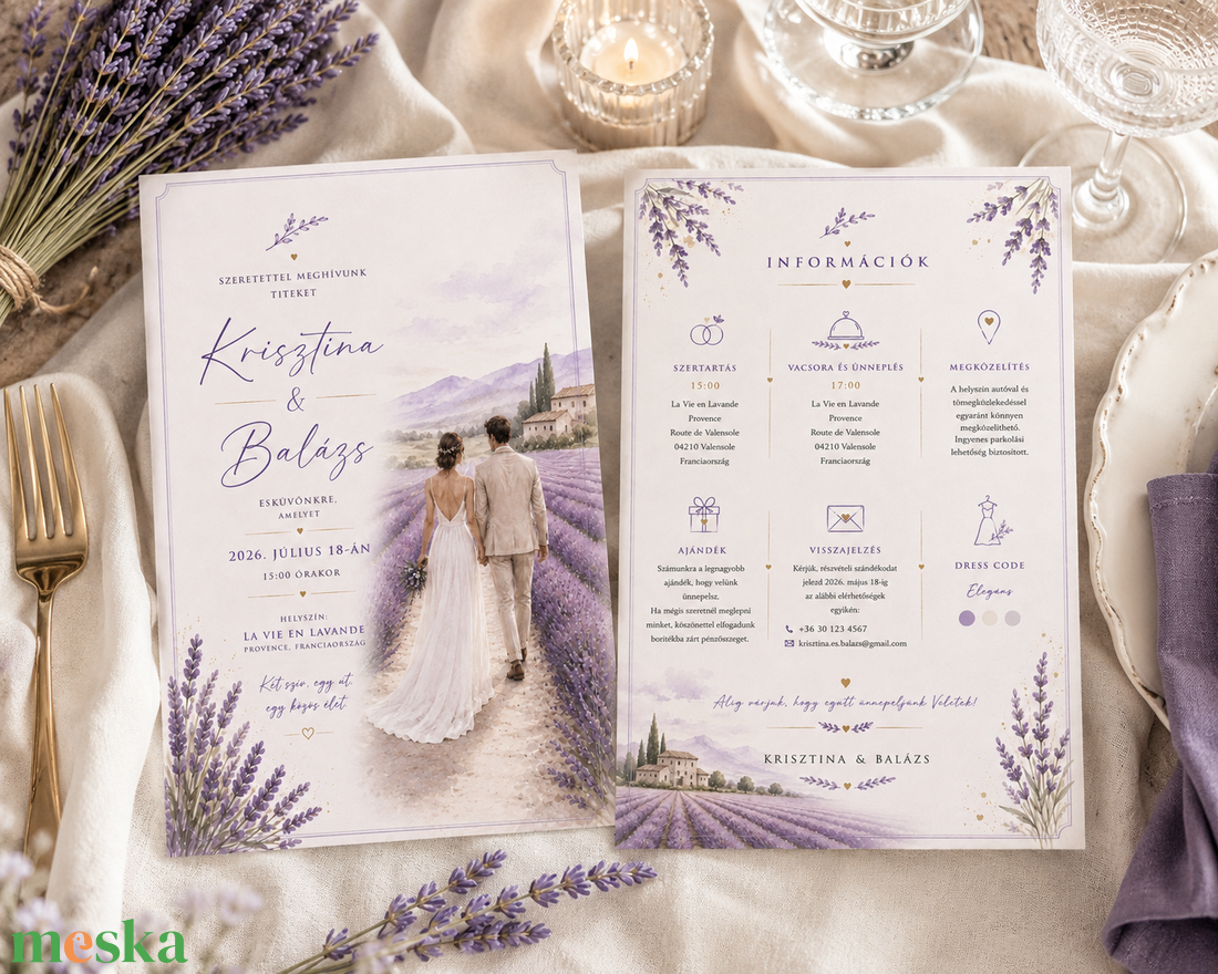 Provence Levendulamező � Romantikus Esküvői Meghívó - esküvő - meghívó & kártya - meghívó - Meska.hu