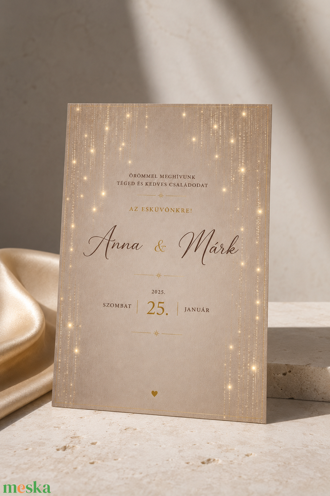 Champagne Lights - esküvő - meghívó & kártya - meghívó - Meska.hu