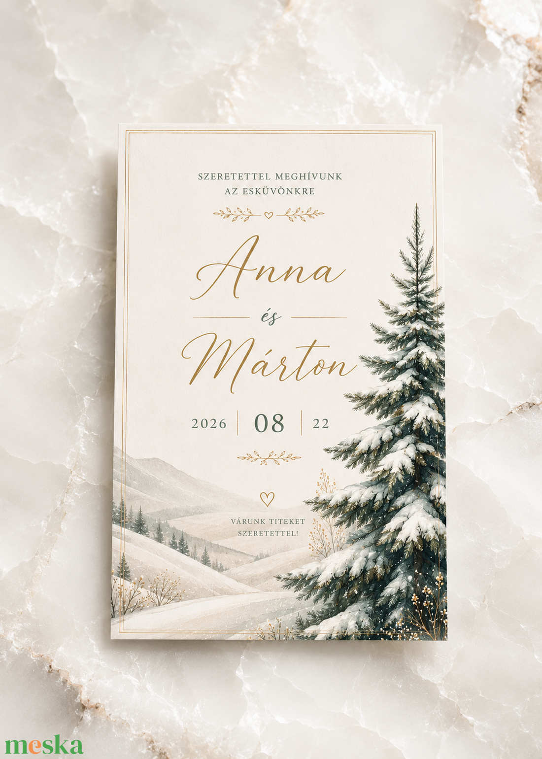 Winter Evergreen � Téli fenyőerdei esküvői meghívó - esküvő - meghívó & kártya - meghívó - Meska.hu