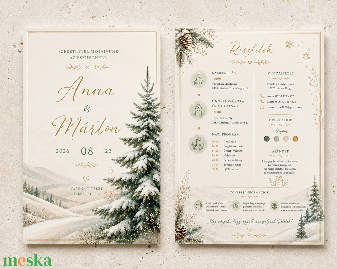 Winter Evergreen � Téli fenyőerdei esküvői meghívó - esküvő - meghívó & kártya - meghívó - Meska.hu