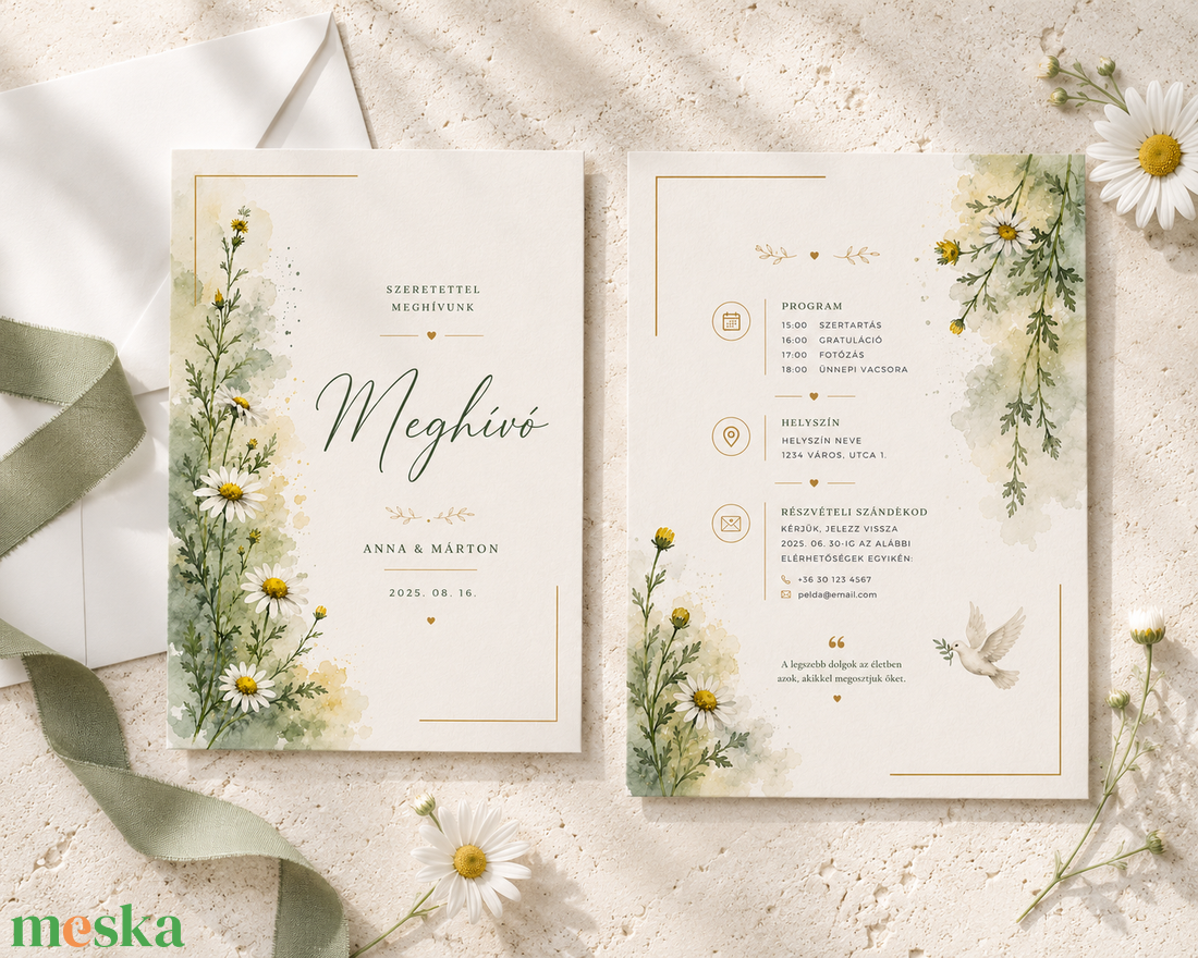 Margaréta Álom � Margarétás Esküvői Meghívó - esküvő - meghívó & kártya - meghívó - Meska.hu