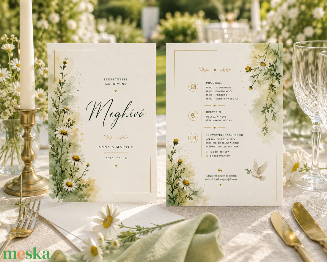 Margaréta Álom � Margarétás Esküvői Meghívó - esküvő - meghívó & kártya - meghívó - Meska.hu