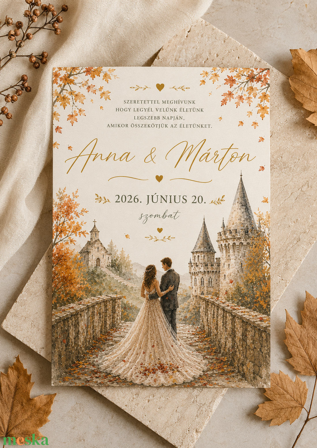 Autumn Castle Romance � Őszi Kastély Esküvői Meghívó - esküvő - meghívó & kártya - meghívó - Meska.hu