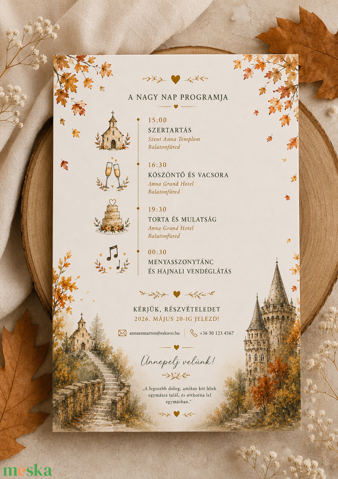 Autumn Castle Romance � Őszi Kastély Esküvői Meghívó - esküvő - meghívó & kártya - meghívó - Meska.hu