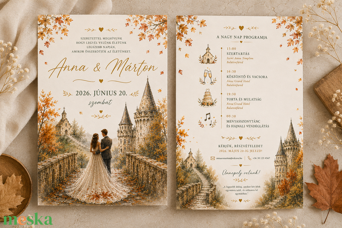 Autumn Castle Romance � Őszi Kastély Esküvői Meghívó - esküvő - meghívó & kártya - meghívó - Meska.hu