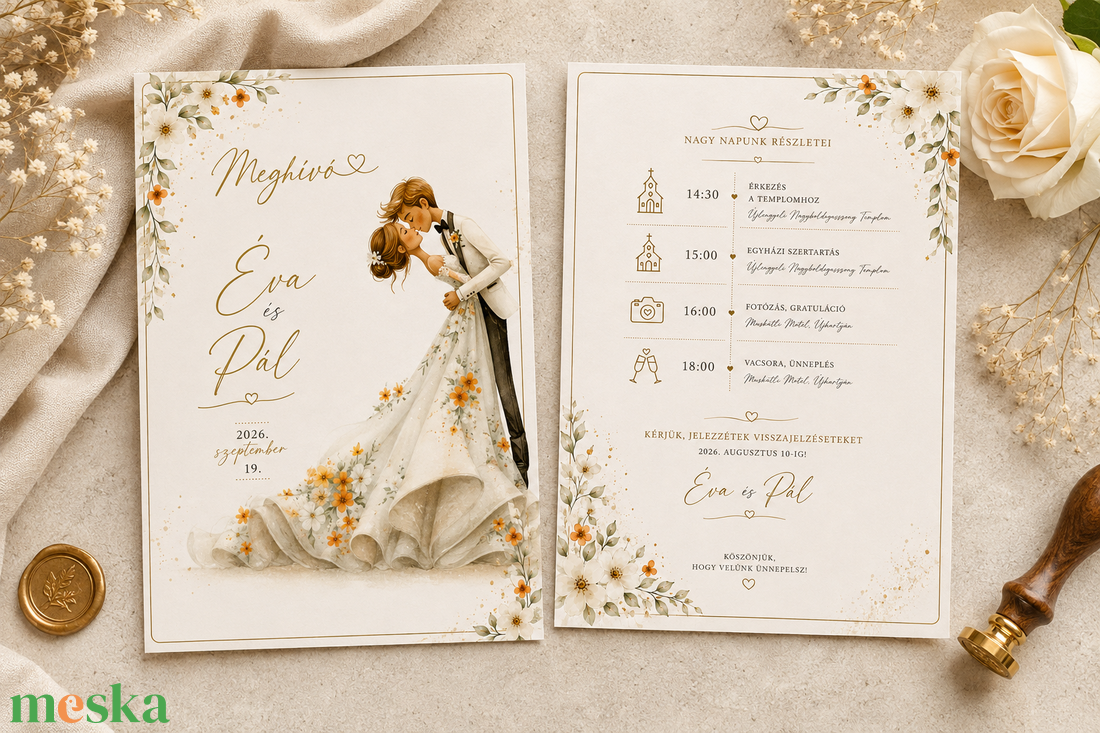 Örök Ölelés � Romantikus Esküvői Meghívó - esküvő - meghívó & kártya - meghívó - Meska.hu