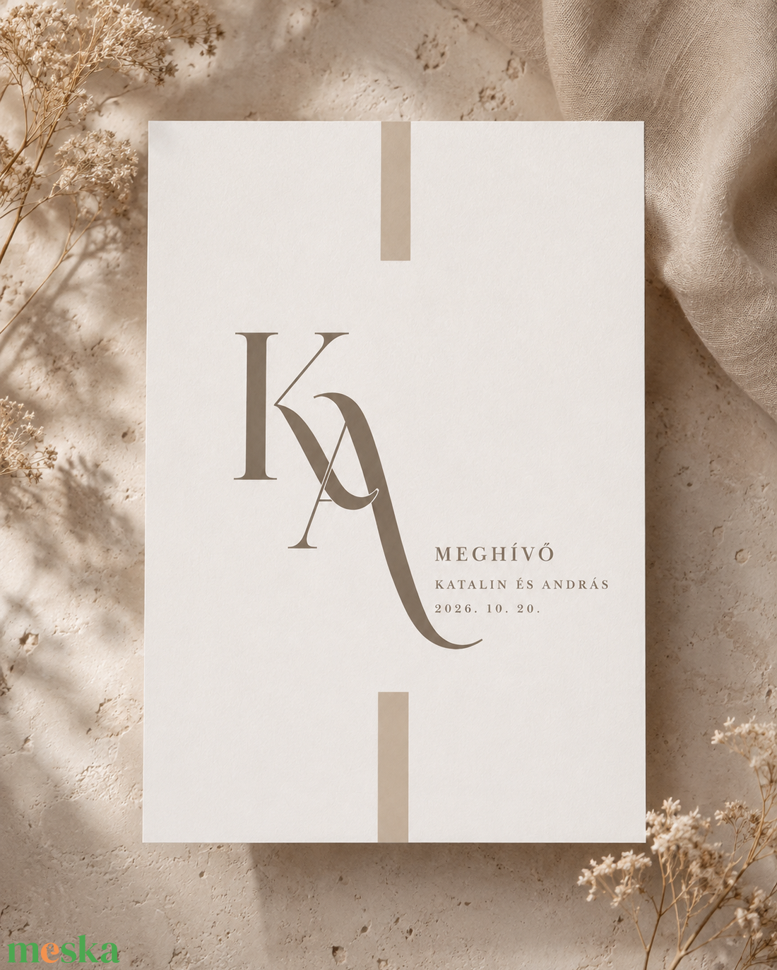 Monogramos esküvői meghívó � modern, minimalista eleganciával - esküvő - meghívó & kártya - meghívó - Meska.hu