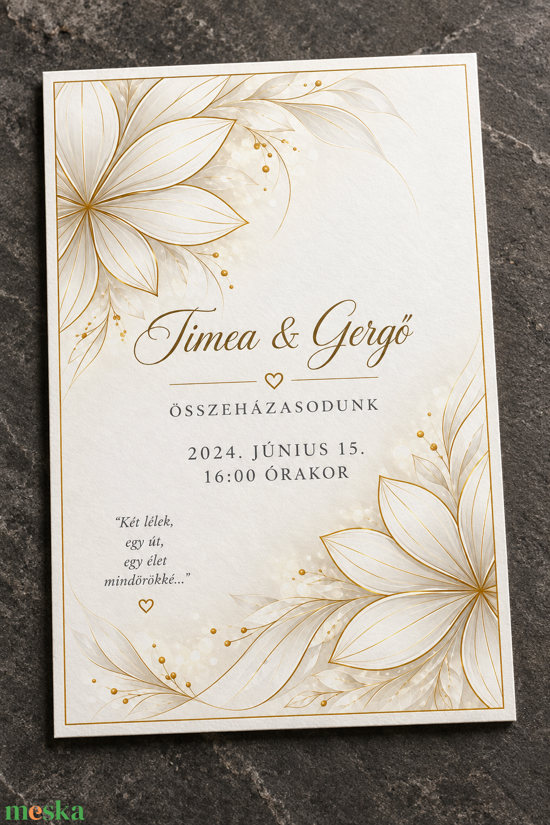 Aranyszirmok � modern, elegáns esküvői meghívó - esküvő - meghívó & kártya - meghívó - Meska.hu