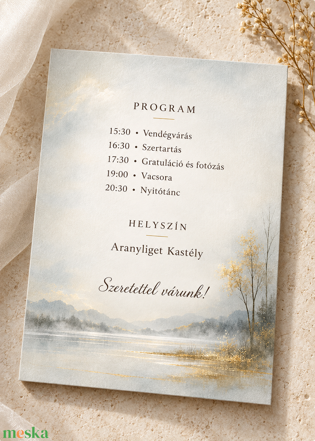Aranyló Csend � modern, elegáns esküvői meghívó - esküvő - meghívó & kártya - meghívó - Meska.hu