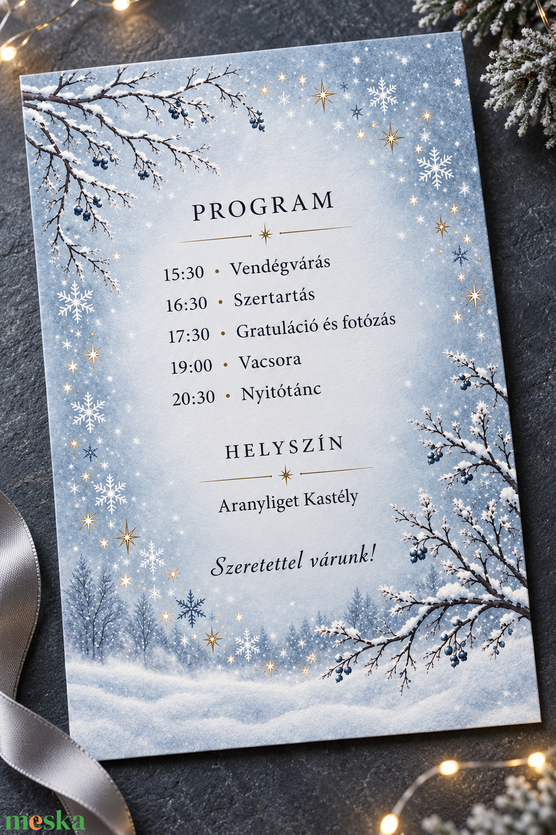 Holdfényes Tél � romantikus, elegáns esküvői meghívó - esküvő - meghívó & kártya - meghívó - Meska.hu
