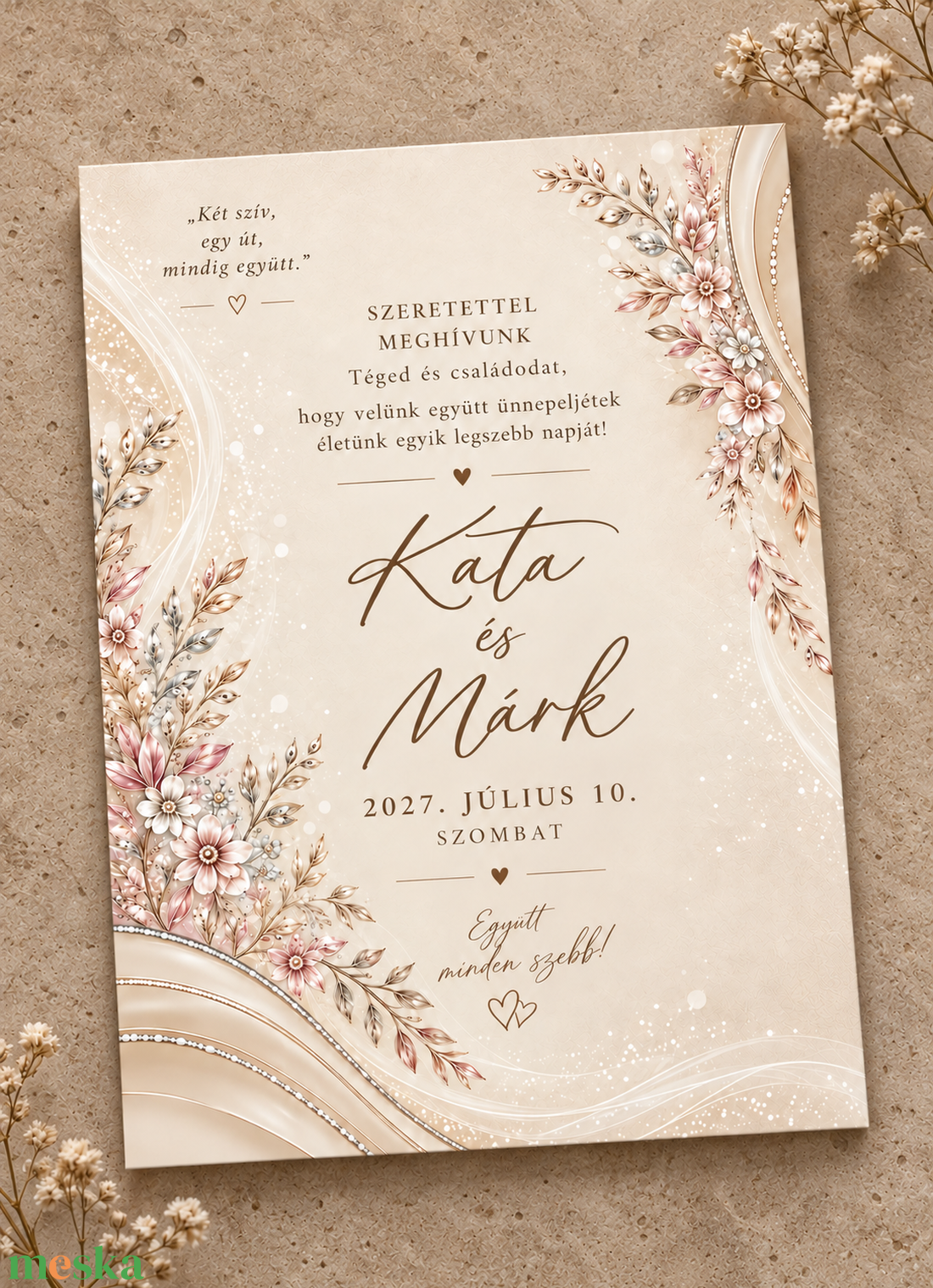 Pezsgővirág � romantikus esküvői meghívó - esküvő - meghívó & kártya - meghívó - Meska.hu