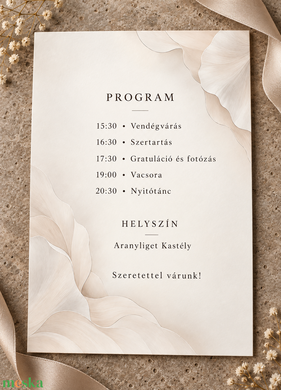 Selyemszirmok � modern, elegáns esküvői meghívó - esküvő - meghívó & kártya - meghívó - Meska.hu