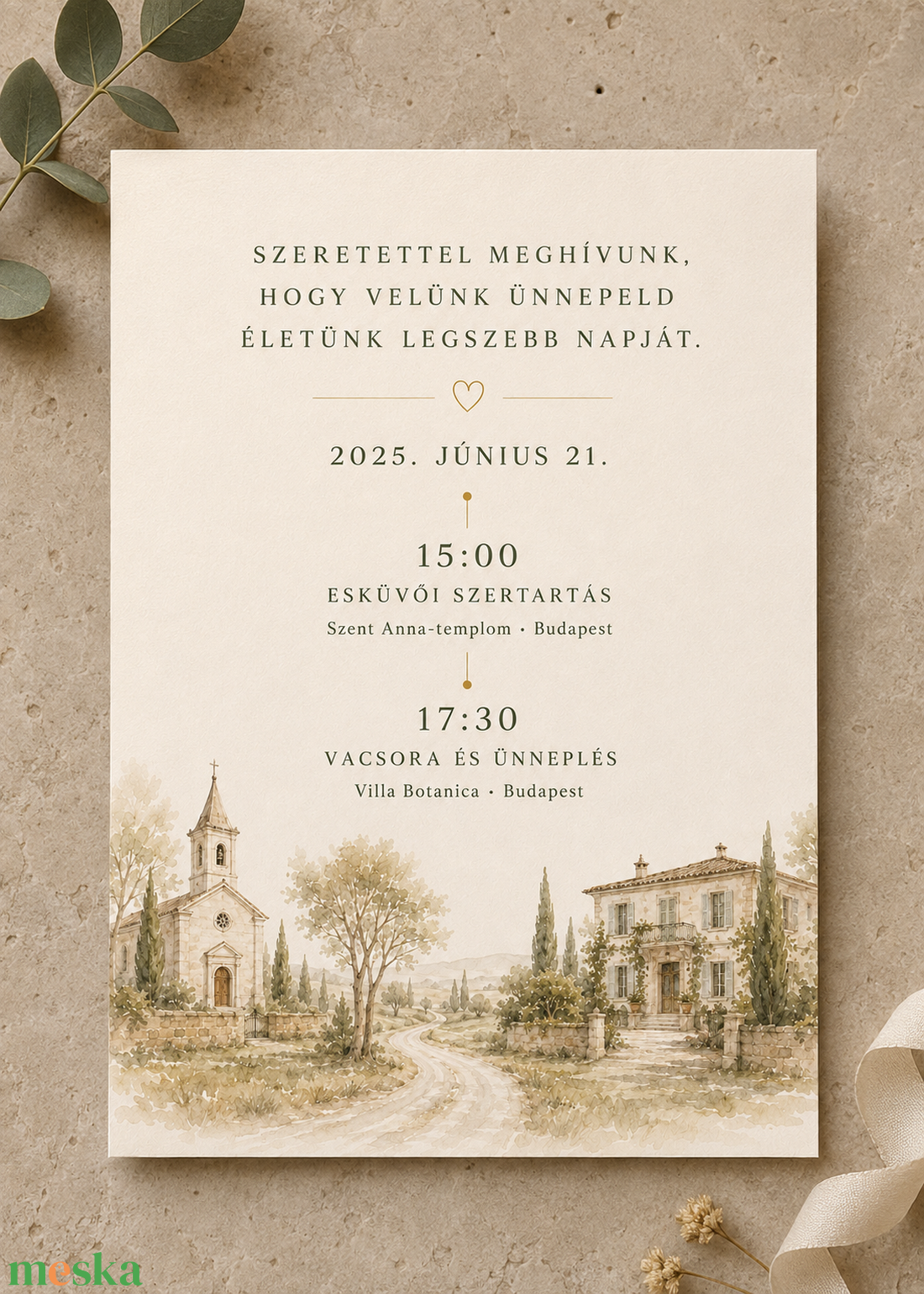 Toszkán Szerelem � romantikus, természetközeli esküvői meghívó - esküvő - meghívó & kártya - meghívó - Meska.hu