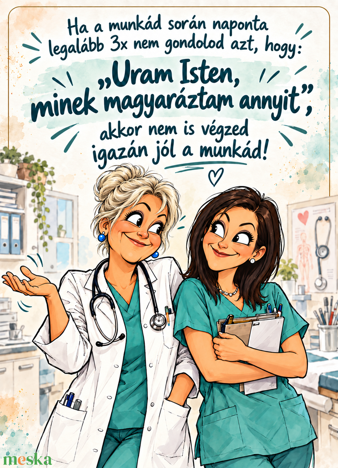 Nővérmosoly � vidám, karikatúrás nővérillusztráció - művészet - portré & karikatúra - portré - Meska.hu