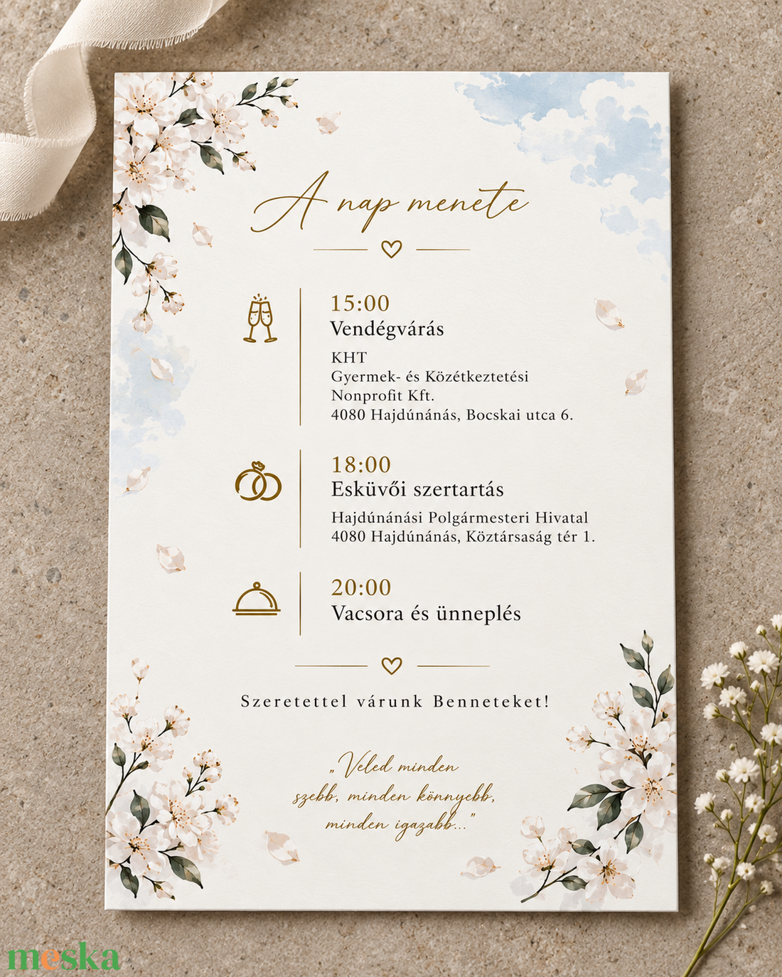 Virágkapu Álom � romantikus, elegáns esküvői meghívó  - esküvő - meghívó & kártya - meghívó - Meska.hu