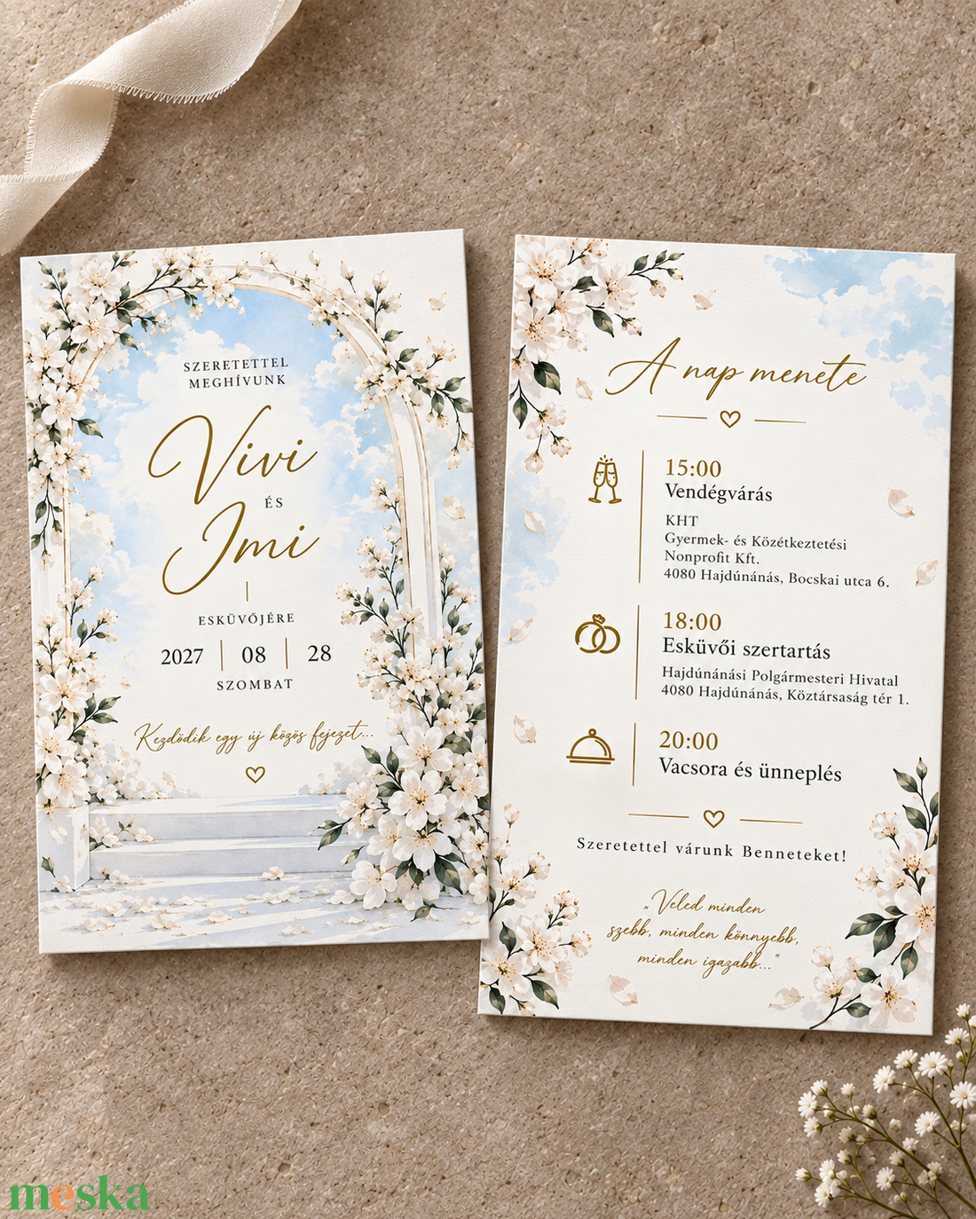 Virágkapu Álom � romantikus, elegáns esküvői meghívó  - esküvő - meghívó & kártya - meghívó - Meska.hu