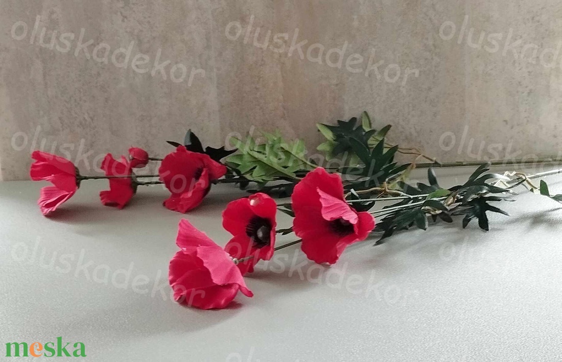 Pipacs, 4 virágos, selyem szálas dekor növény, piros, 75cm - kellékek & szerszámok - dekorációs kellékek - egyéb kellékek - Meska.hu Pipacs, 4 virágos, selyem szálas dekor növény, piros, 75cm - kellékek & szerszámok - dekorációs kellékek - egyéb kellékek - Meska.hu