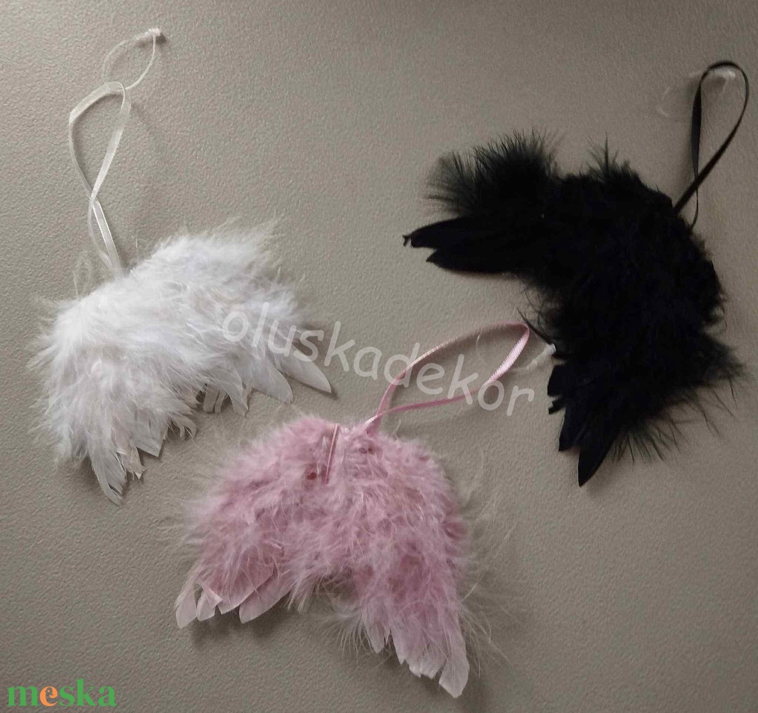 Angyalszárny, karácsonyi dekorációs alapanyag, fehér, fekete, rózsaszín, 11cm - kellékek & szerszámok - dekorációs kellékek - egyéb kellékek - Meska.hu