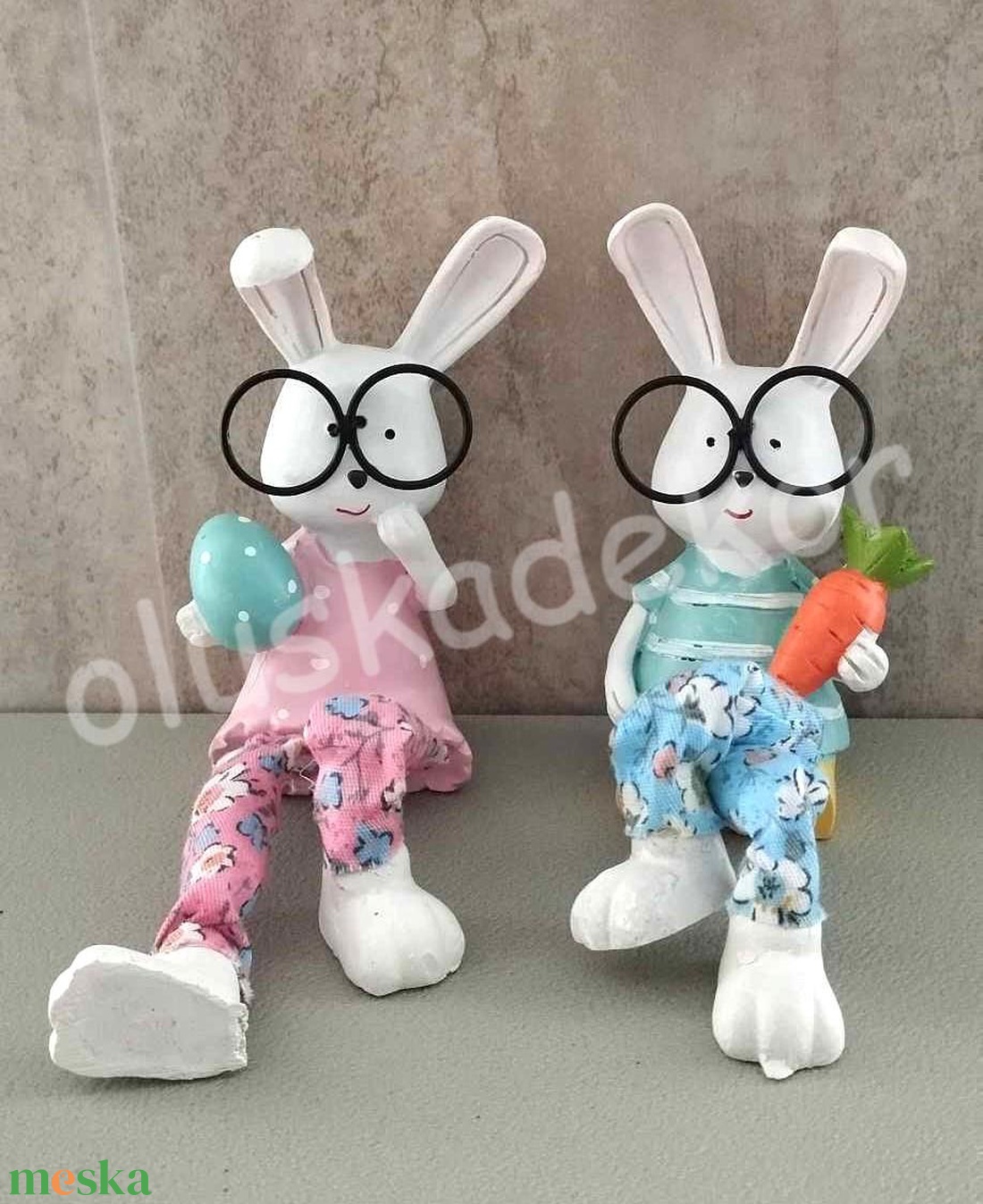 Nyuszi, nyúl, húsvéti, tavaszi dekorációs alapanyag, figura, kerámia és textil, 18cm - kellékek & szerszámok - dekorációs kellékek - figurák - Meska.hu