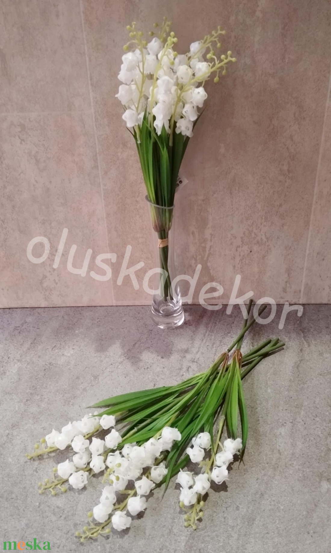 Gyöngyvirág levéllel, gumis, dupla virágú, szálas, 32cm - kellékek & szerszámok - dekorációs kellékek - egyéb kellékek - Meska.hu Gyöngyvirág levéllel, gumis, dupla virágú, szálas, 32cm - kellékek & szerszámok - dekorációs kellékek - egyéb kellékek - Meska.hu