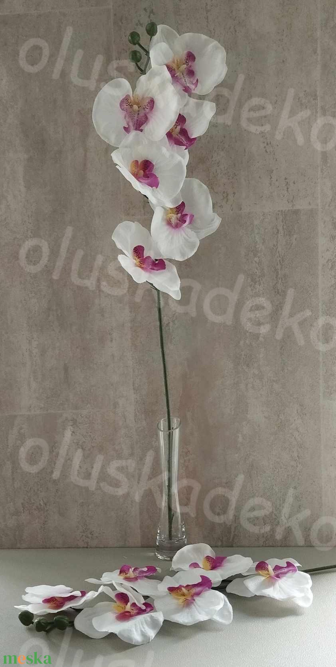 Orchidea, selyem szálas dekor növény, rózsaszín, fehér, magenta színben, 80cm - kellékek & szerszámok - dekorációs kellékek - virágfej - Meska.hu Orchidea, selyem szálas dekor növény, rózsaszín, fehér, magenta színben, 80cm - kellékek & szerszámok - dekorációs kellékek - virágfej - Meska.hu