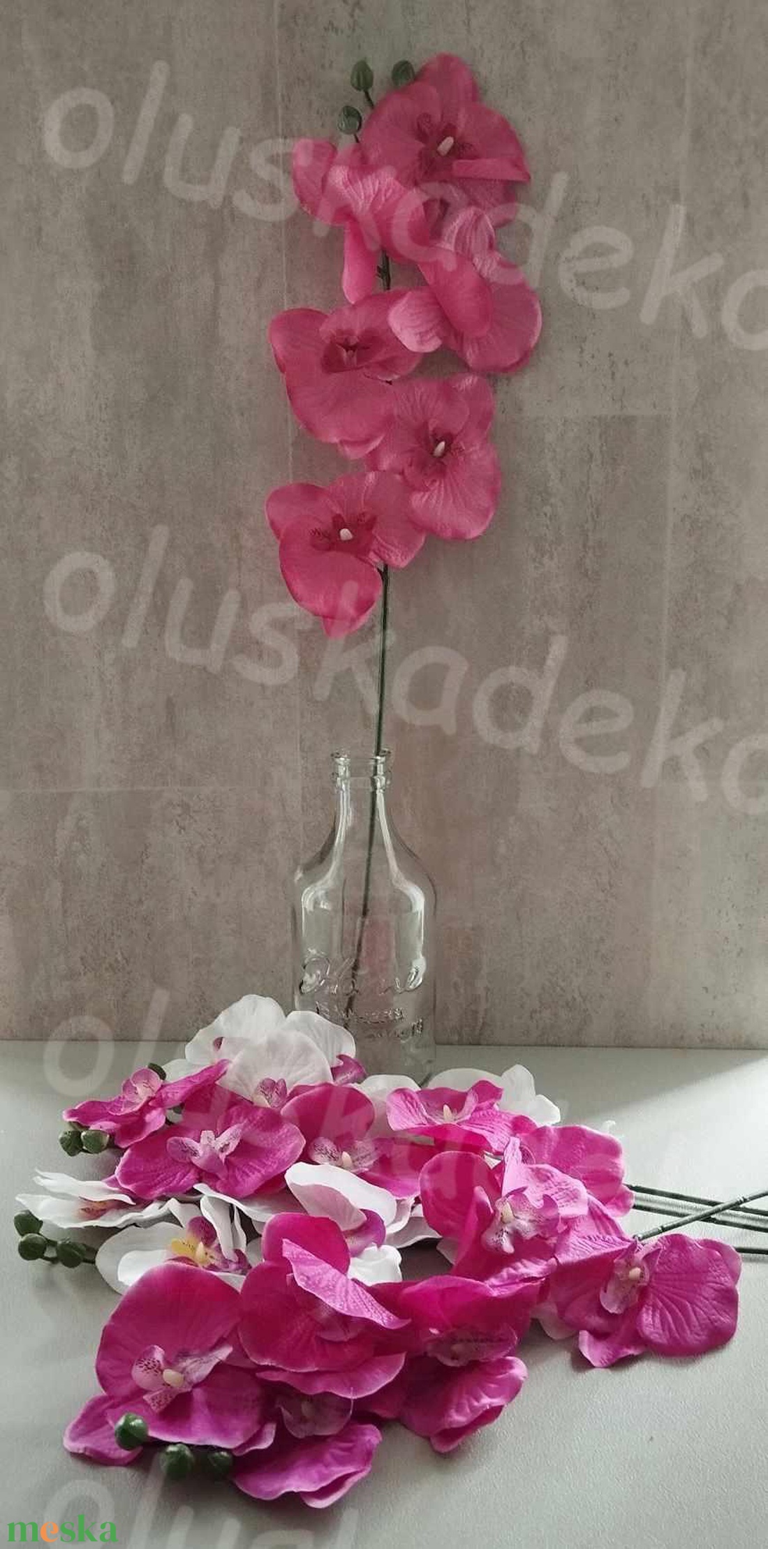 Orchidea, selyem szálas dekor növény, rózsaszín, fehér, magenta színben, 80cm - kellékek & szerszámok - dekorációs kellékek - virágfej - Meska.hu Orchidea, selyem szálas dekor növény, rózsaszín, fehér, magenta színben, 80cm - kellékek & szerszámok - dekorációs kellékek - virágfej - Meska.hu