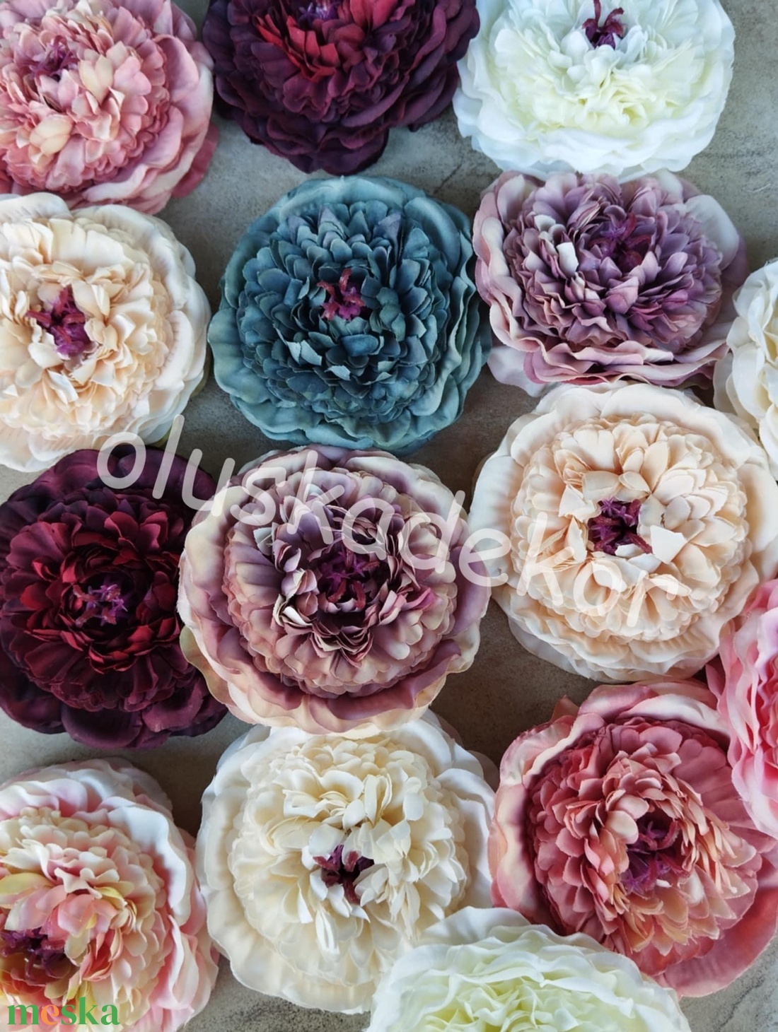 Peony, Peóni, nyílott virágfej, selyemvirág, hobby, kreatív, dekorációs alapanyag, 9cm - kellékek & szerszámok - dekorációs kellékek - egyéb kellékek - Meska.hu