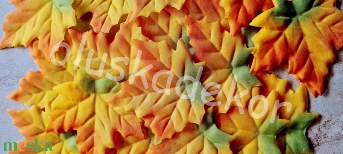 Juharlevél, selyem, őszi, halloweeni dekorációs kiegészítő 2 színben, 9cm - kellékek & szerszámok - dekorációs kellékek - őszi dekor - falevél - Meska.hu