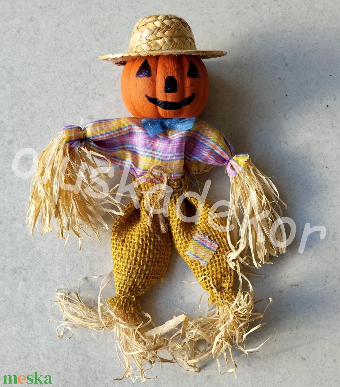 Madárijesztő, tökfej, őszi dekorációs kézműves figura - otthon & életmód - dekoráció - halloween - halloweeni asztaldísz - Meska.hu