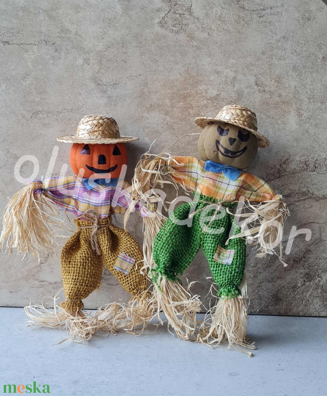 Madárijesztő, tökfej, őszi dekorációs kézműves figura - otthon & életmód - dekoráció - halloween - halloweeni asztaldísz - Meska.hu