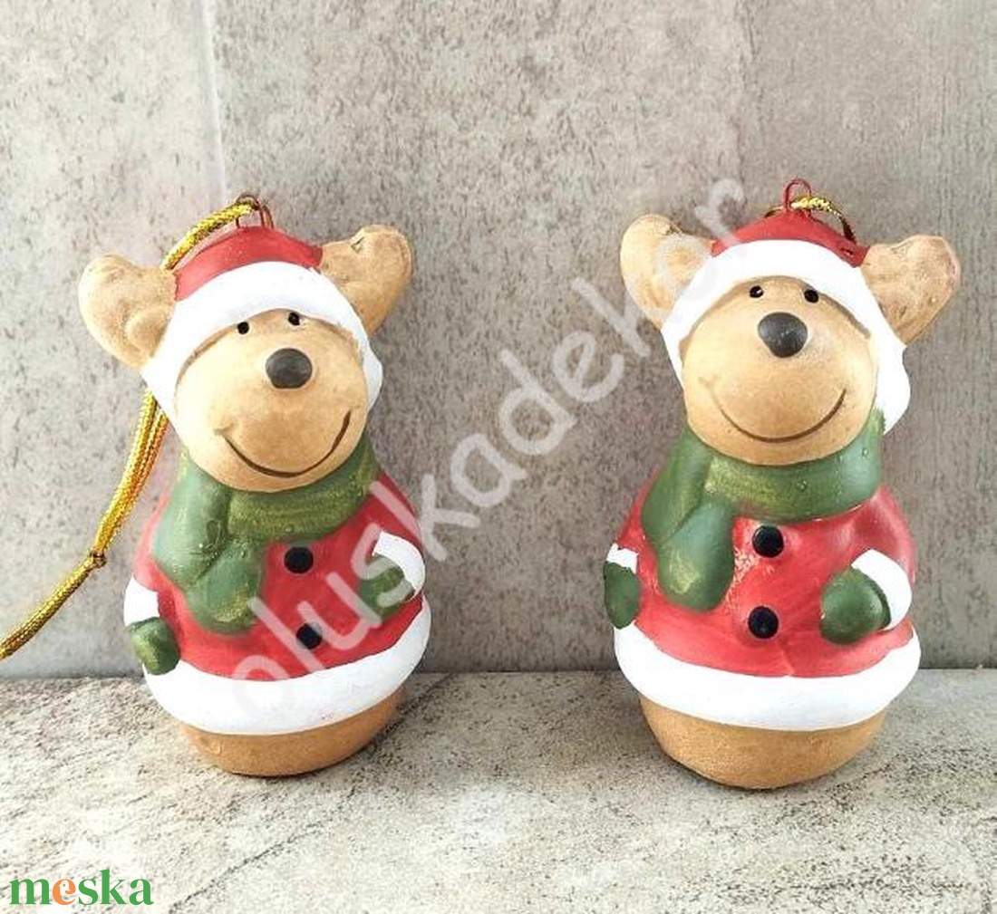 Réni, rénszarvas, télapó, karácsonyi, adventi dekorációs kerámia figura, 7x4cm - kellékek & szerszámok - dekorációs kellékek - figurák - Meska.hu