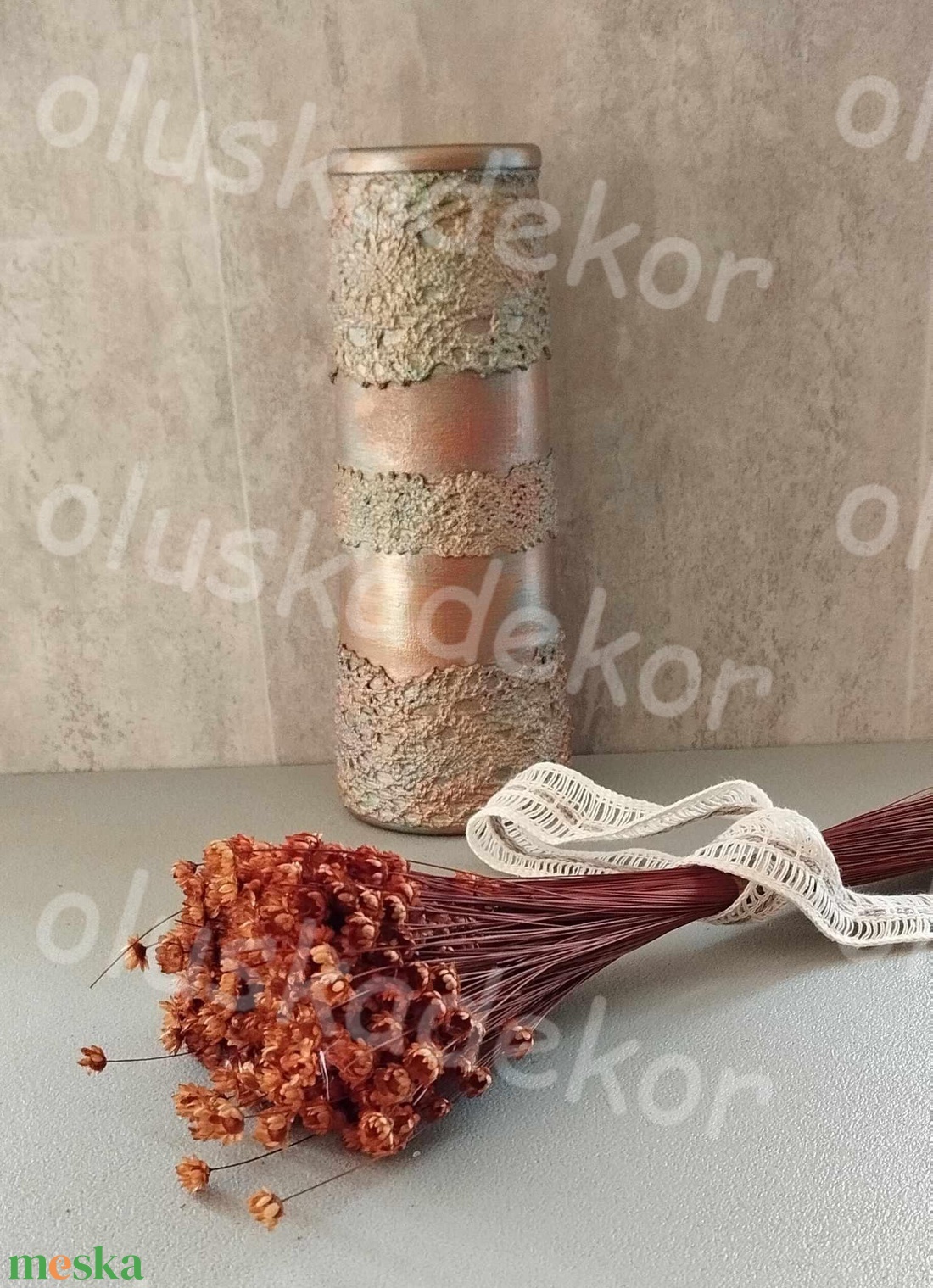 Glixia, barna, narancs, barack, bordó, zöld, lila, kék, száraz dekor növény, kis csokor - kellékek & szerszámok - dekorációs kellékek - figurák - Meska.hu