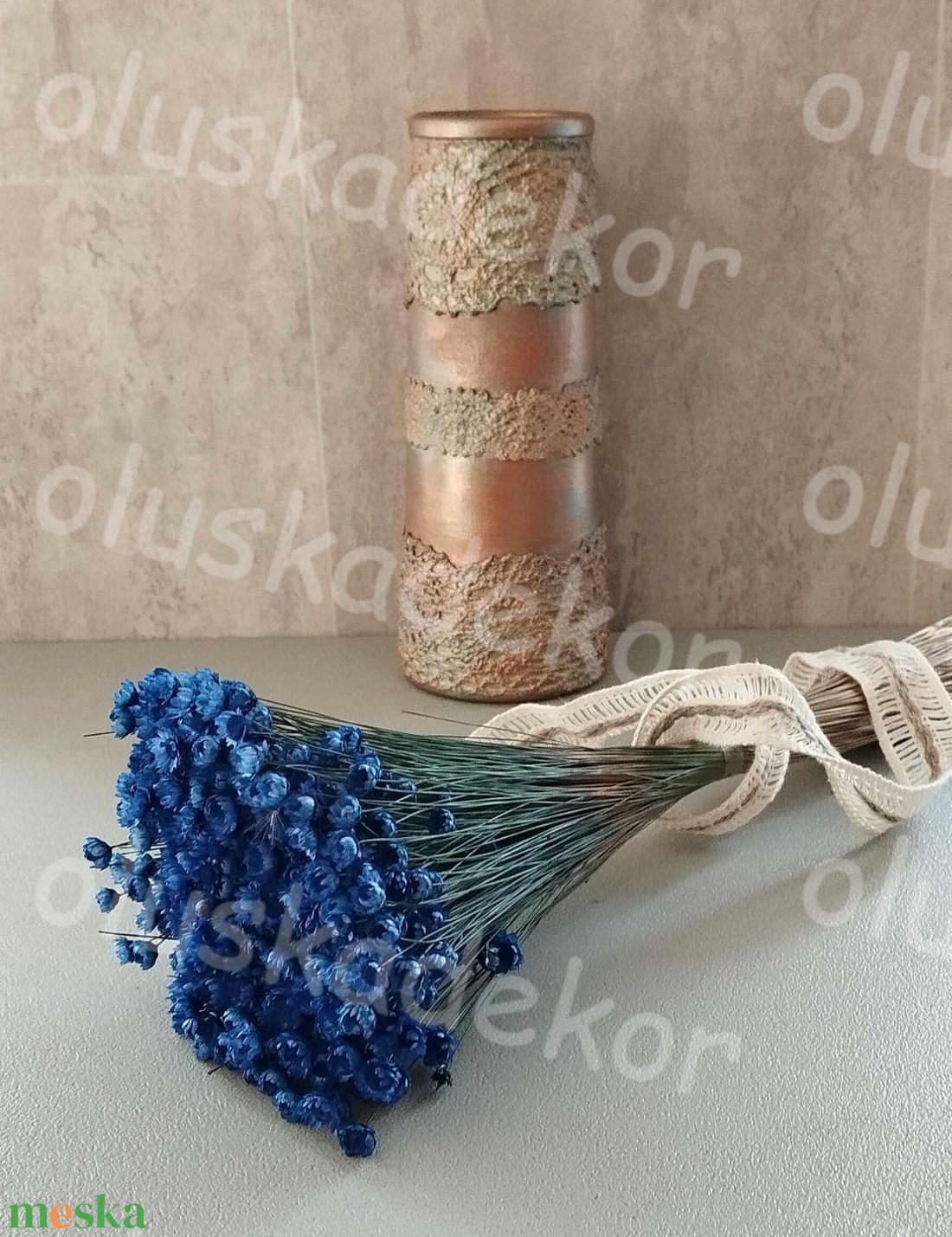 Glixia, barna, narancs, barack, bordó, zöld, lila, kék, száraz dekor növény, kis csokor - kellékek & szerszámok - dekorációs kellékek - figurák - Meska.hu