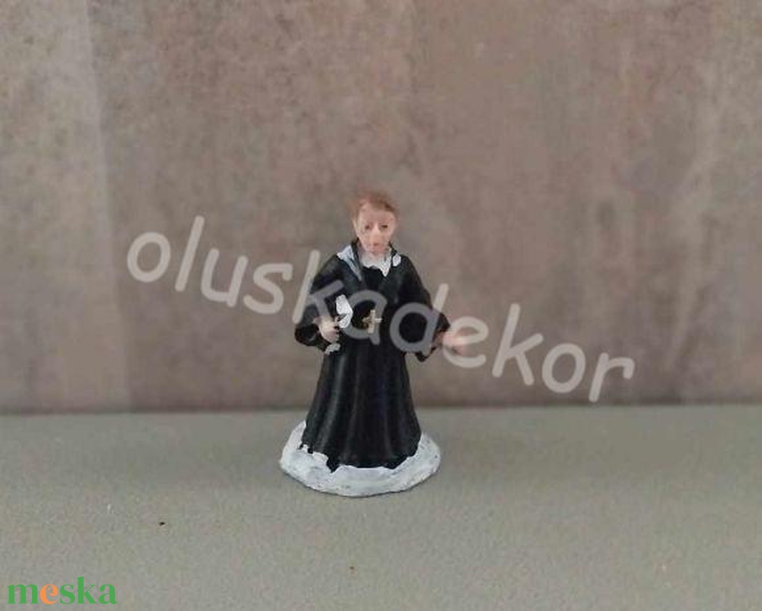 Téli falu, téli jelenet, atya - 6x3,5cm - karácsony - karácsonyi lakásdekoráció - karácsonyi lakásdíszek - Meska.hu