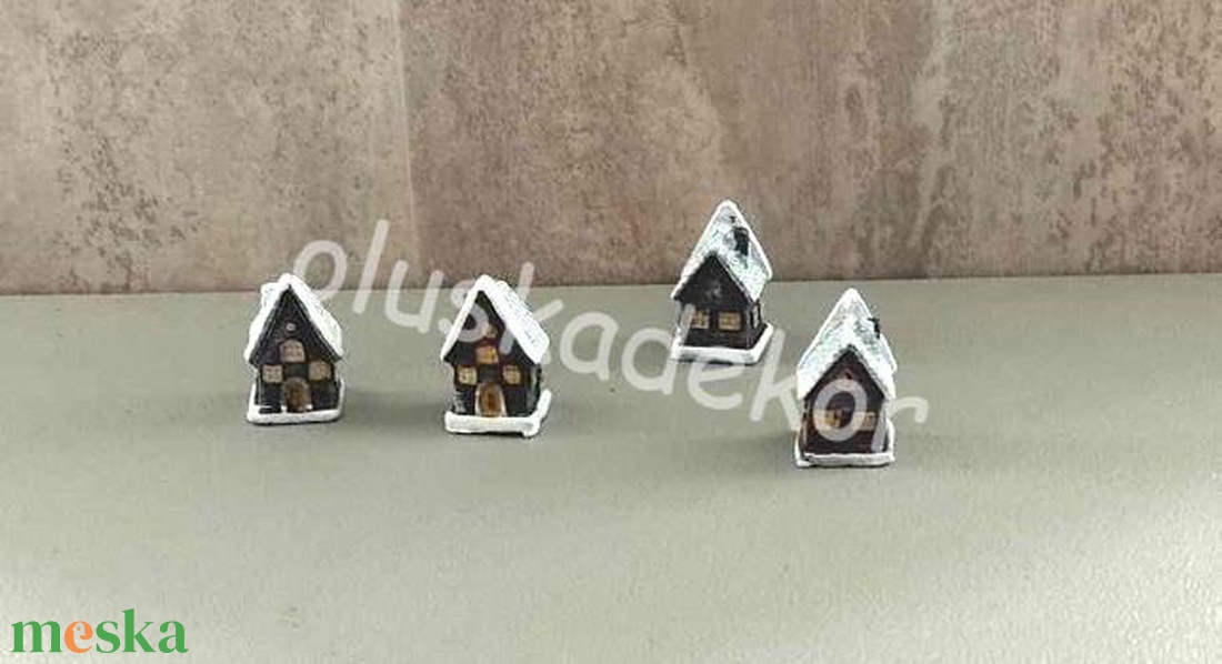 Mini házikó, mini falu, karácsonyi, adventi dekor figurák, 2 féle - karácsony - karácsonyi lakásdekoráció - karácsonyi lakásdíszek - Meska.hu