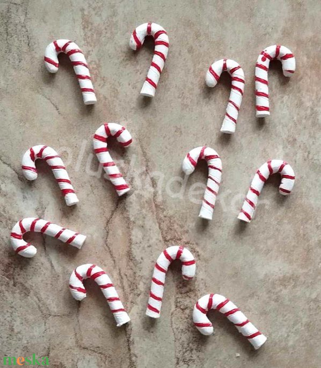 Cukorbot, Candy cane, nyalóka, öntapadós, karácsonyi, adventi dekor termék, 4cm - karácsony - karácsonyi lakásdekoráció - karácsonyi lakásdíszek - Meska.hu