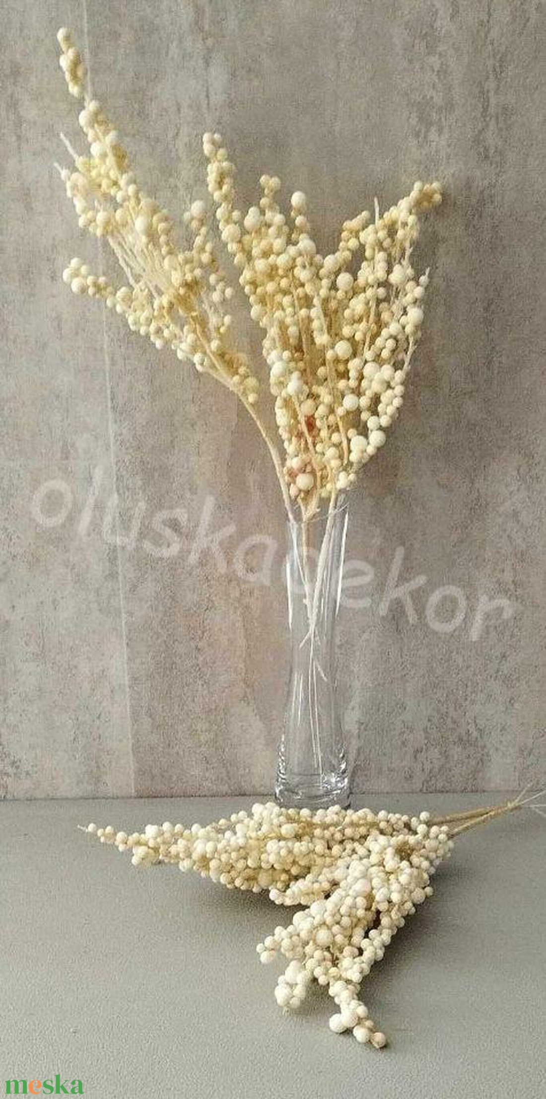 Apró bogyóság, törtfehér karácsonyi dekorációs mű növény, 34cm - karácsony - karácsonyi lakásdekoráció - karácsonyi lakásdíszek - Meska.hu