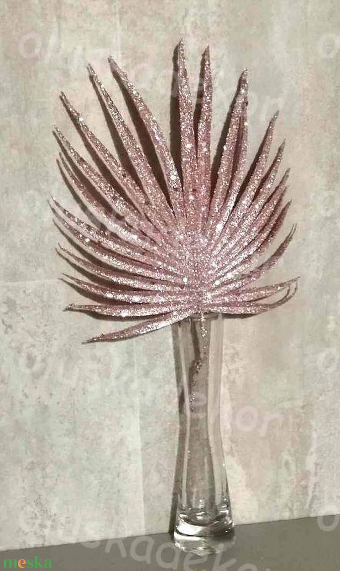 Pálmalevél, glitteres, esküvői, karácsonyi, adventi dekorációs alapanyag, műnövény, 30cm - kellékek & szerszámok - dekorációs kellékek - egyéb kellékek - Meska.hu
