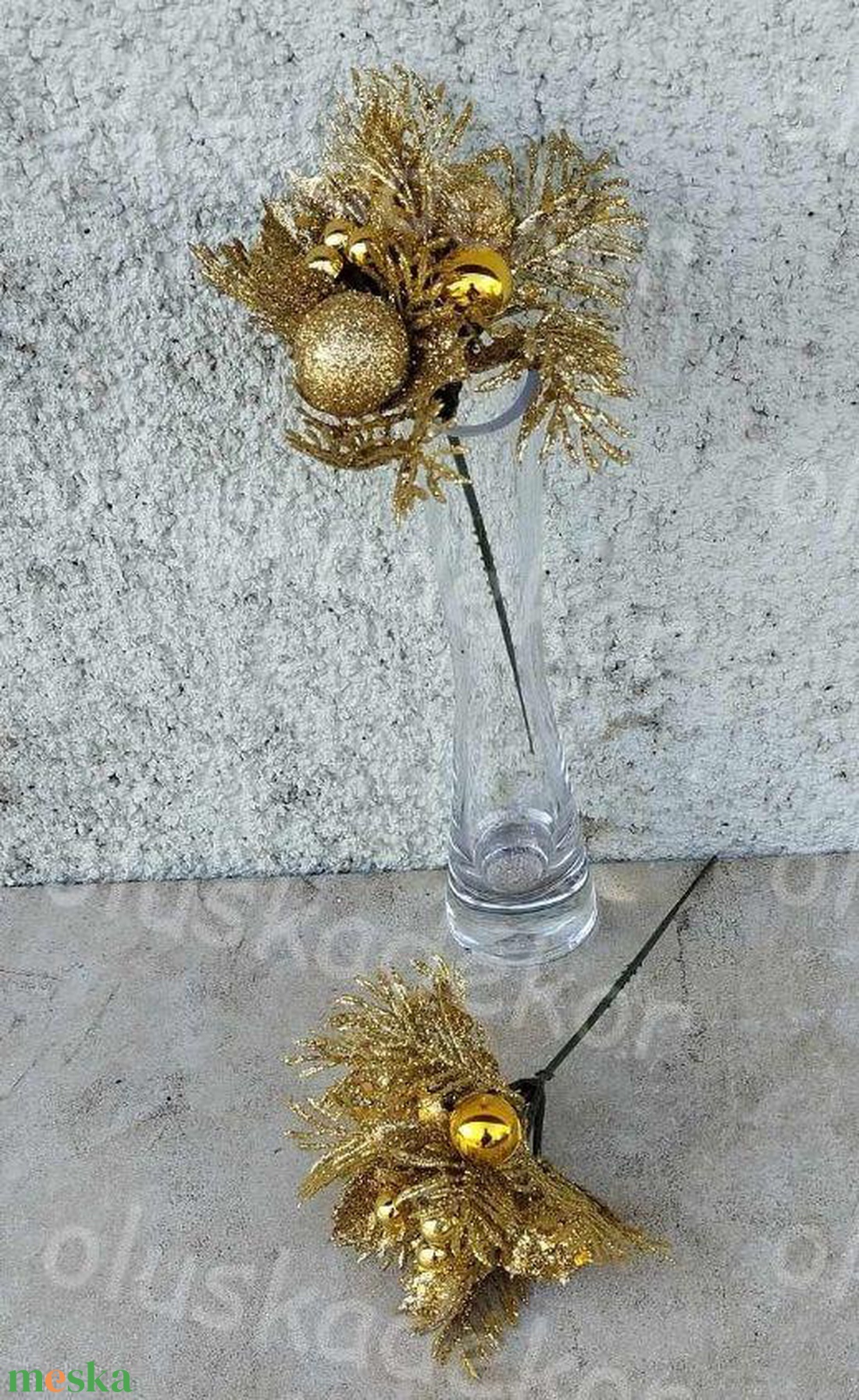 Bogyós, leveles, csiriviris, glitteres pick, karácsonyi hobby, kreatív, dekor műnövény, 20cm - kellékek & szerszámok - dekorációs kellékek - egyéb kellékek - Meska.hu