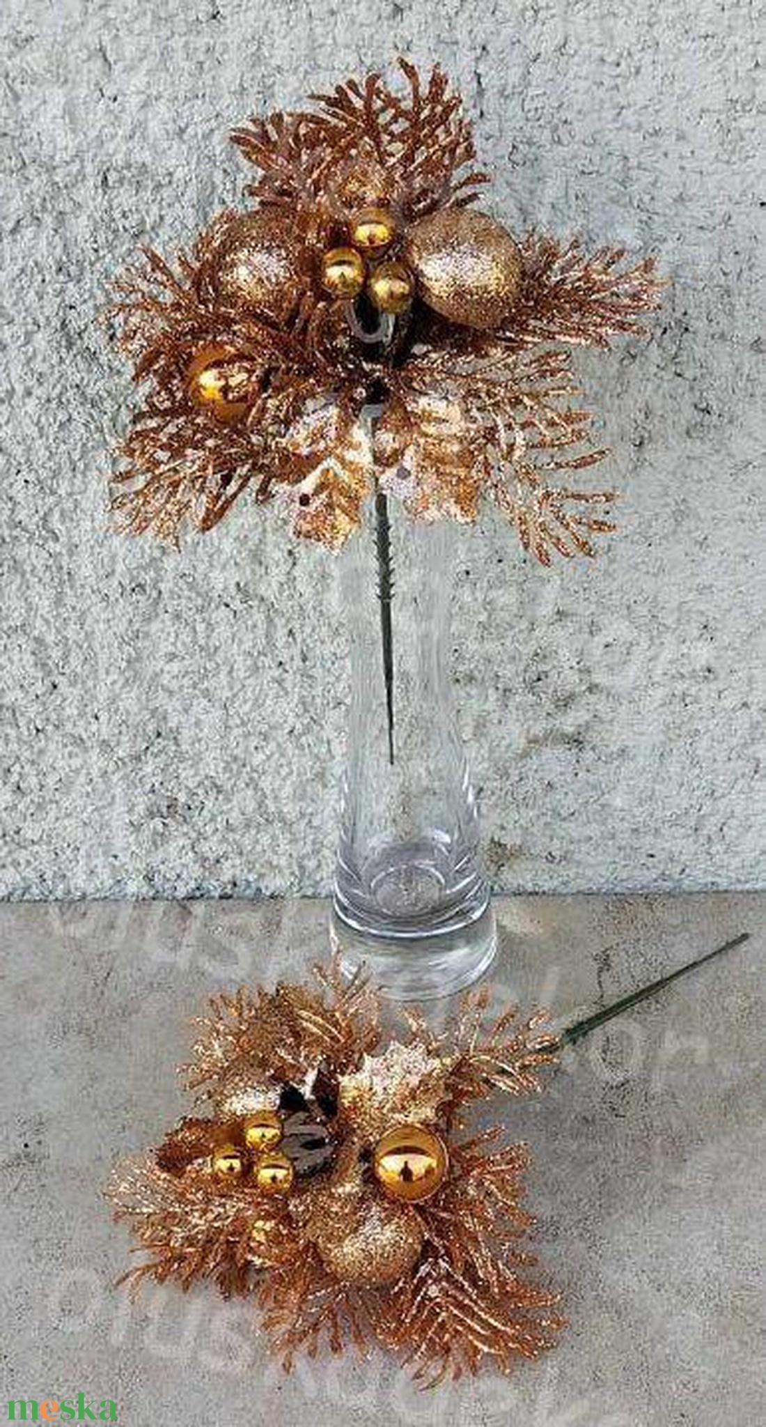 Bogyós, leveles, csiriviris, glitteres pick, karácsonyi hobby, kreatív, dekor műnövény, 20cm - kellékek & szerszámok - dekorációs kellékek - egyéb kellékek - Meska.hu